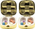 Set of 2 Dual-Compartment Square-Shaped Pocket Purse Pill Box & Organizer (Gold Wave)