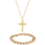 GoldPlated Stainless Steel Cross Pendant and Curb Chain Bracelet in a Gift Box Set (11mm)