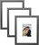Lanister Gray 11" X 14" Picture Frame Set of 3  Displays 5" X 7" With Mat or 11" X 14" Without Mat  Composite Wood Horizontal or Vertical Formats for Wall