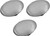 Set of 3 Double Sided Magnifying Compact Mirrors With Brushed Metal Finish (Silver, Oval)