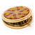 Gold Geometric Round Design Folding Compact Pocket Makeup Mirror Double Sided (5x magnification + 1x magnification) in Gift Box for Travel, Birthday, Wedding