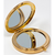 Gold Geometric Round Design Folding Compact Pocket Makeup Mirror Double Sided (5x magnification + 1x magnification) in Gift Box for Travel, Birthday, Wedding