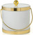 S6756 WHT | White With Dual Gold Bands | Double Walled 3Quart Insulated Ice Bucket With Ice Tongs