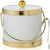 Hand Made In USA White With Dual Gold Bands Double Walled 3Quart Insulated Ice Bucket With Ice Tongs (Metallic Deco Collection)
