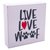 Live Love Woof  Rustic Canine Love Wooden Boxed Sign (6" X 6")