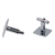 Men's PlatinumPlated Silver White Squares Cufflinks in Gift Box