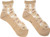 Made In Japan Pair of Cream Floral Print Women's Sheer SeeThrough Short Ankle Socks (US 68)