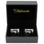 Men's PlatinumPlated Silver Black Squares Cufflinks in Gift Box