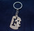 Brushed Metal Silver Stencil Letter F Keychain Ring (Fits Like a Puzzle Piece)