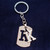 Brushed Metal Silver Stencil Letter F Keychain Ring (Fits Like a Puzzle Piece)