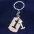 Brushed Metal Silver Stencil Letter H Keychain Ring (Fits Like a Puzzle Piece)