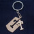 Brushed Metal Silver Stencil Letter H Keychain Ring (Fits Like a Puzzle Piece)