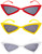Set of 3  Stylish Colorful Retro 1950s Plastic Sunglasses UV 400 Protection (Red, Yellow & White)