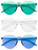 Set of 3 - Stylish Colorful Modern Chic Plastic Frameless Party Sunglasses UV 400 Protection-(Clear, Blue & Green)