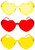 Set of 3  Stylish Colorful Modern Chic Plastic Frameless Party Sunglasses UV 400 Protection (Red, Orange & Yellow)