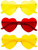 Set of 3  Stylish Colorful Modern Chic Plastic Frameless Party Sunglasses UV 400 Protection (Red, Orange & Yellow)