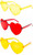Set of 3  Stylish Colorful Modern Chic Plastic Frameless Party Sunglasses UV 400 Protection (Red, Orange & Yellow)
