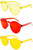 Set of 3 - Stylish Colorful Modern Chic Plastic Frameless Party Sunglasses UV 400 Protection-(Red, Orange & Yellow)