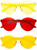 Set of 3 - Stylish Colorful Modern Chic Plastic Frameless Party Sunglasses UV 400 Protection-(Red, Orange & Yellow)