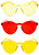 Set of 3 - Stylish Colorful Modern Chic Plastic Frameless Party Sunglasses UV 400 Protection-(Red, Orange & Yellow)