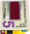 Set of 2 ChromePlated Stainless Steel Money Clip With Leather Insert (Red Lizard)