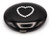 Black With White Rhinestone Heart Folding Compact Pocket Makeup Mirror Double Sided (5x magnification + 1x magnification)