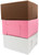 Made in USA 7" X 7" X 4" Recycled Pink Kraft Boxes for 4 Cupcakes & Inserts (Pack of 10  Front Loading)