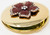 Gold Stoned Flower Round Folding Compact Pocket Makeup Mirror Double Sided (5x magnification + 1x magnification) in Gift Bo