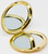 Gold Stoned Flower Round Folding Compact Pocket Makeup Mirror Double Sided (5x magnification + 1x magnification) in Gift Bo