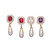 Red Center Stone 18KT TWO Tone Plated Earrings with Hand Set Swarovski Crystals