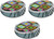 Set of 3 Round-Shaped Double Sided Compact Slim Mirrors With Printed Insert (Retro Squares)