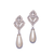 R POST PEARL DROP 18KT Two Tone Plated Earrings with Hand Set Swarovski Crystals