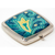 Folding Compact Pocket Makeup Mirror With Swarovski Rhinestone Crystals Double Sided (5x magnification + 1x magnification) (Turquoise Paisley)