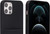 Black Felt Lined Silicone Phone Case with Stitched Front Pocket for iPhone 12 Pro Max + Tempered Glass Screen Protector