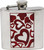 6 oz Pocket Hip Alcohol Liquor Flask in Etched Red Hearts Print  Made from 304 (18/8) Food Grade Stainless Steel