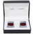 Men's PlatinumPlated Silver Brown Strip Cufflinks in Gift Box