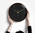 Modern Minimalist Rose Gold on Black Silent Wall Clock with Glass Top (Numberless Dial)