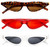 Set of 3  Retro 1950s Narrow Cat Eye Sunglasses UV 400 Protection (Assorted: Tortoise, White & Red)