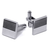 Men's PlatinumPlated Silver Black Streak Cufflinks in Gift Box