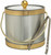 Hand Made In USA Brushed Silver With Gold Trim Double Walled 3Quart Insulated Ice Bucket With Ice Tongs (Metallic Deco Collection)