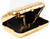 Mini Metallic Hard Case Handbag With Mirror and Long Chain (Gold)
