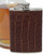 8 oz Brown Crocodile Leather Discrete Pocket Hip Alcohol Liquor Flask - Made from 304 (18/8) Food Grade Stainless Steel