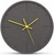 Modern Minimalist Dark Concrete Silent Wall Clock (Yellow Hands)