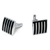 Men's PlatinumPlated Silver Black & Steel Cufflinks in Gift Box