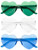 Set of 3  Stylish Colorful Modern Chic Plastic Frameless Party Sunglasses UV 400 Protection (Clear, Blue & Green)
