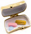 Gold Wave Pattern Purse Shaped Pocket Purse Portable Travel Pill Box & Medicine Organizer (1 Large Compartment)