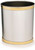 Made in USA 5Gallon Sleek and Stylish Vinyl Mylar Waste Basket (13" X 11") (Metallic Silver with Gold Trim)