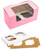 Made in USA 8" X 4" X 4" Recycled Pink Kraft Double Cupcake Boxes with Scalloped Window & Inserts (Pack of 10  Front Loading)