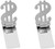 Dollar Sign (Hinged) | Set of 2 Chrome-Plated Silver Stainless Steel Money Clips