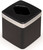 Made in USA Vinyl Cube Tissue Box Cover with Semi Gloss Finish (Faux Black Leather with Silver Band)